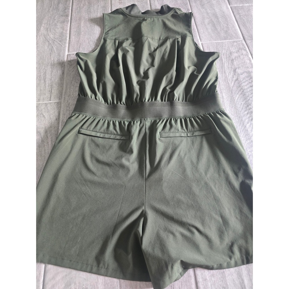 Athleta Womens Brooklyn Utility Romper Aspen Olive Green Sleeveless Zip Front 14 - Picture 7 of 8